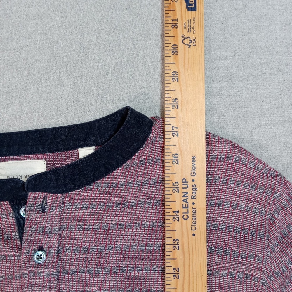 Billy Reid Mens M Waffle Knit Henley Shirt Long Sleeve Made In Peru Cotton Red - Picture 6 of 7